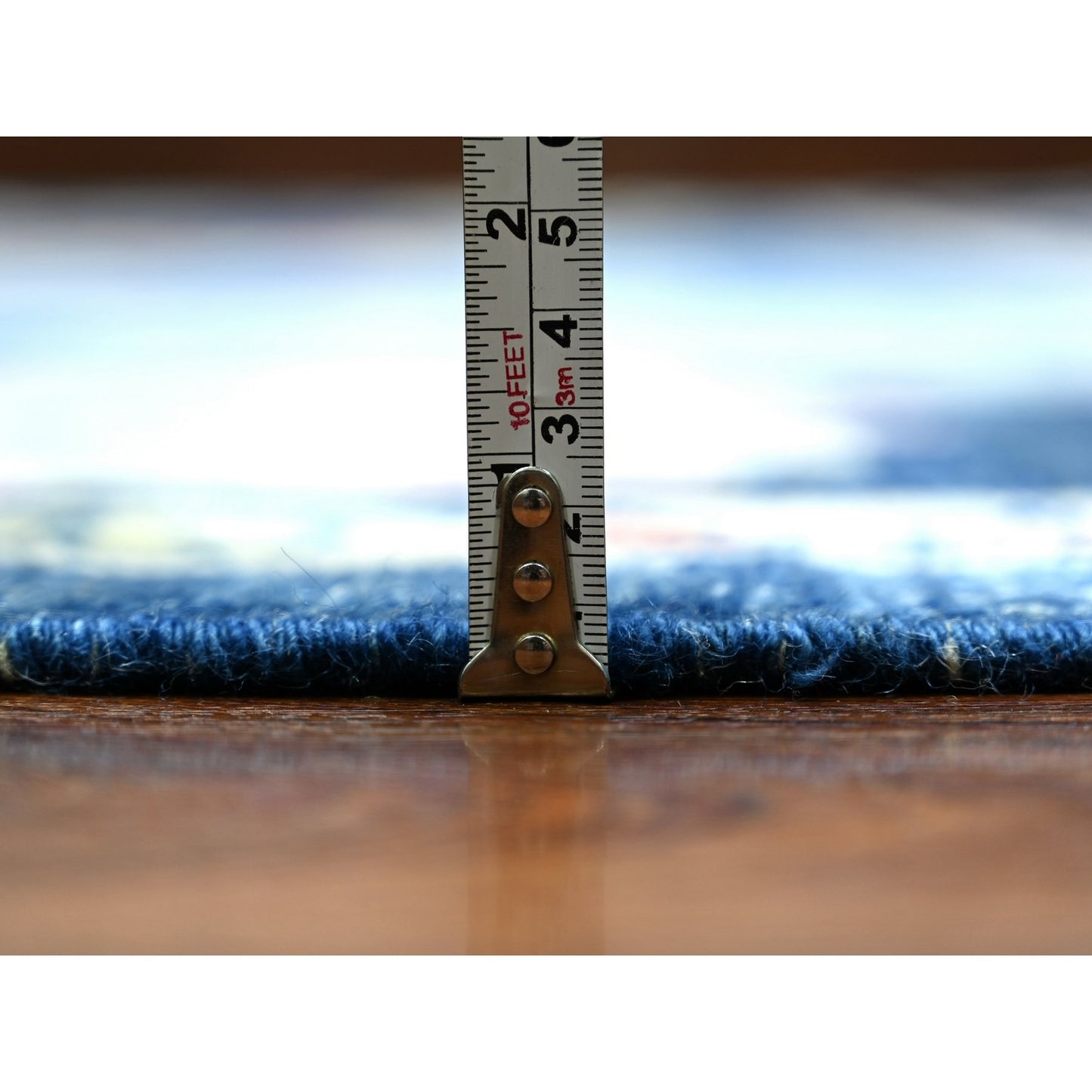 10'X13'9" Blue Hand Knotted Afghan Angora Oushak Extra Soft Wool Rug