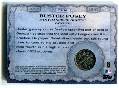 Buster Posey 2015 Topps Genuine U.S Postage Stamp/Coin Card #Cs36 41/50