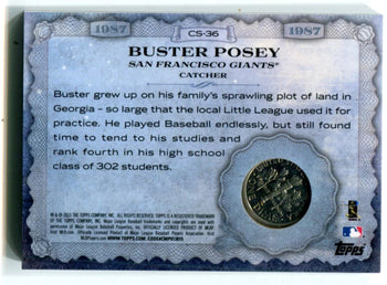 Buster Posey 2015 Topps Genuine U.S Postage Stamp/Coin Card #Cs36 41/50