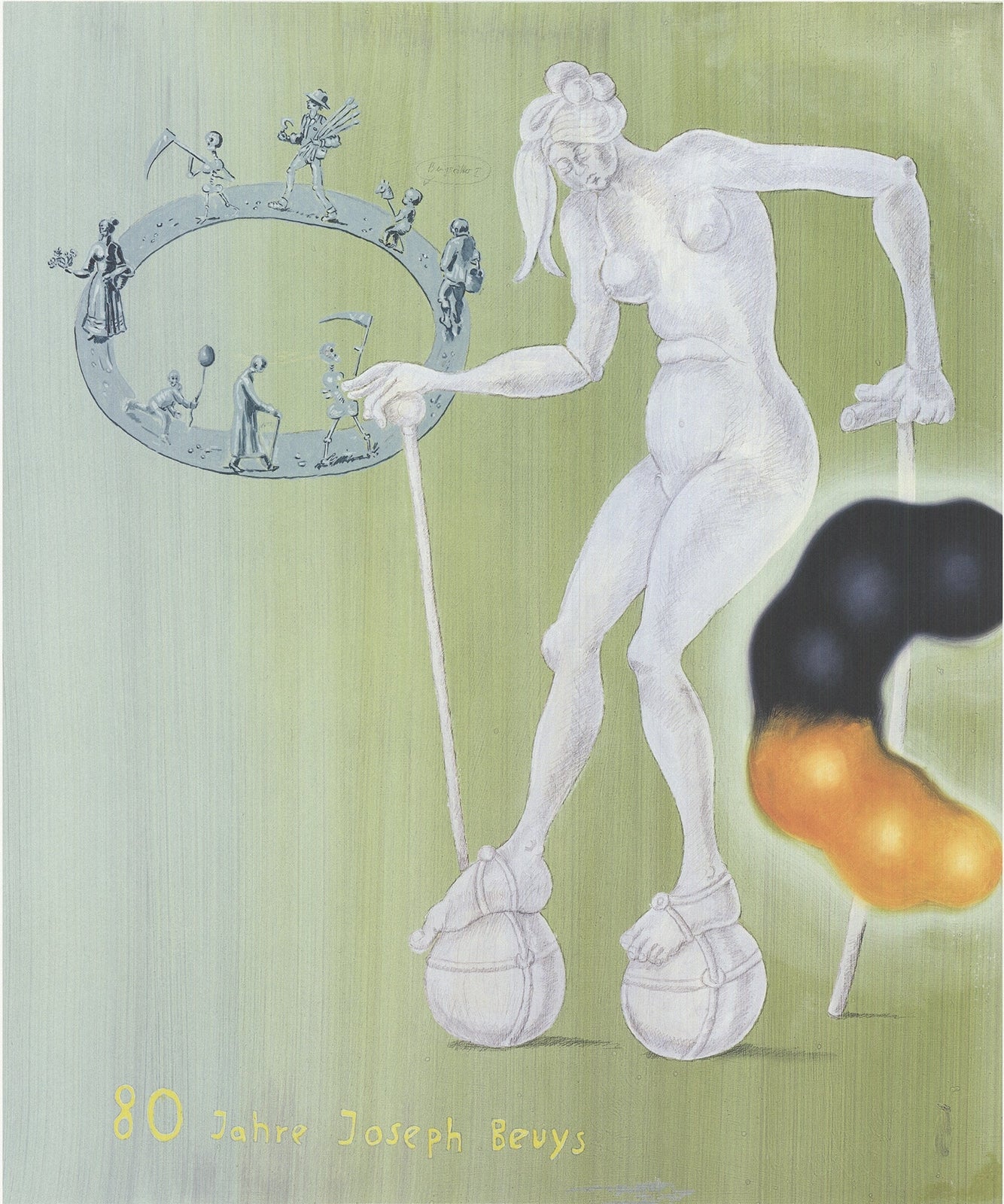 Jorg Immendorf 80 Jahre Joseph Bueys Signed " Offset Lithograph 200