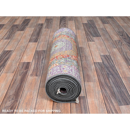 2'5"X13'10" Green Wool Mamluk Dynasty Runner Hand Knotted Oriental Rug