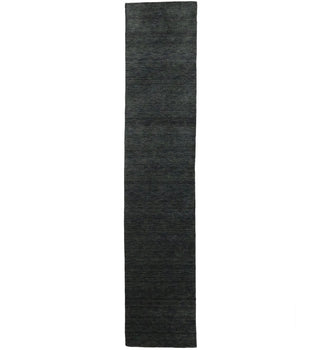 Solid Charcoal Hand-Loomed 3X12 Gabbeh Wool