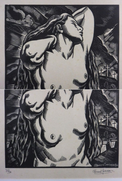 Clment Serveau 1934 Signed Woodcut "Nude" Limited Ed. 35/50 French Modernist