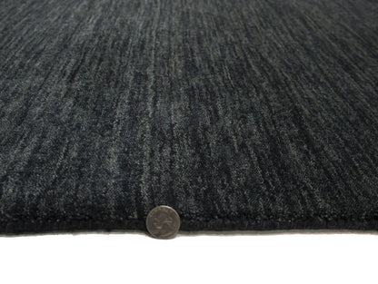 Charcoal Solid Hand-Loomed 5X8 Gabbeh Wool Rug