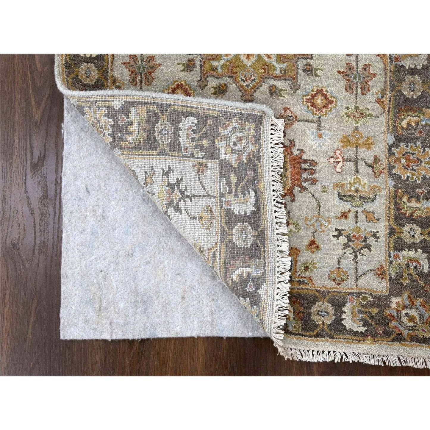 2'7"X10' Goose Gray Karjihooz Design Pure Wool Hand Knotted Runner Rug