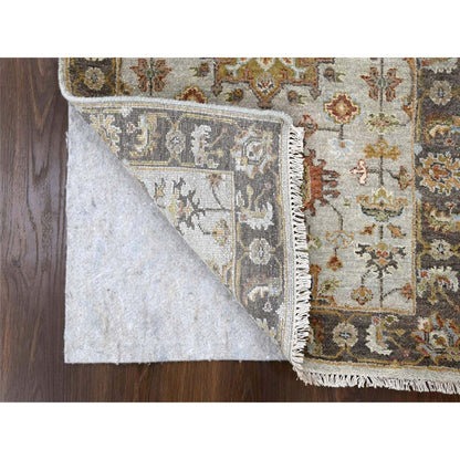 2'7"X10' Goose Gray Karjihooz Design Pure Wool Hand Knotted Runner Rug