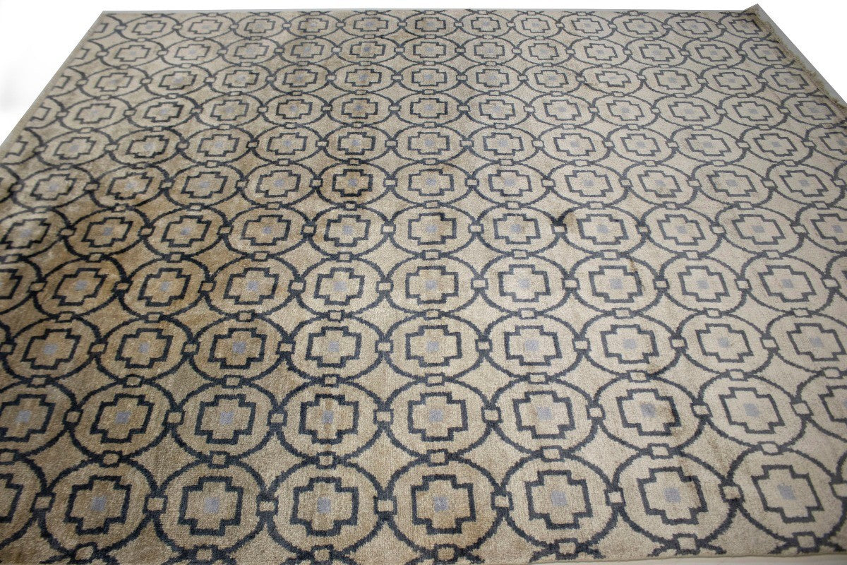 8X10 Handmade Modern Geometric Style Rug Beige Contemporary Home Decor Carpet