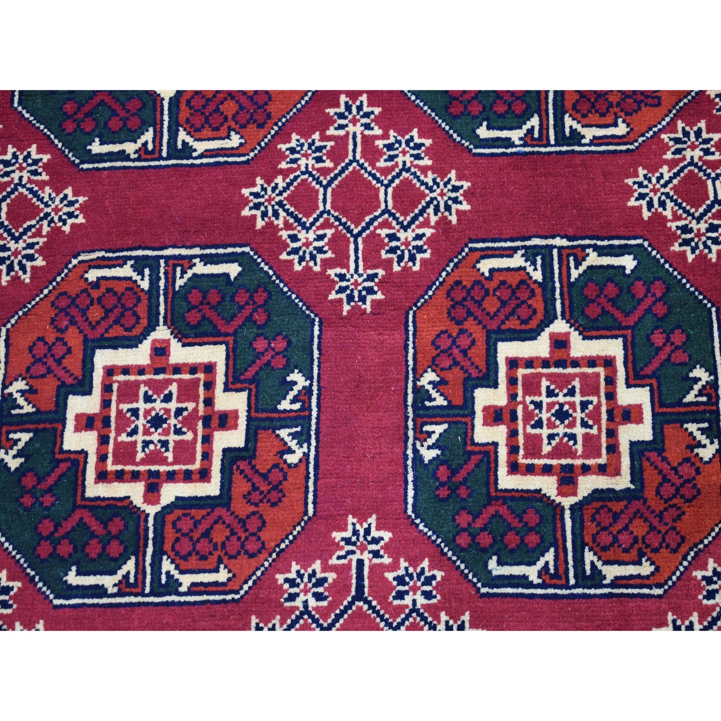3'3"X5'3" Red Elephant Feet Design Afghan Andkhoy Pure Wool Handmade Rug