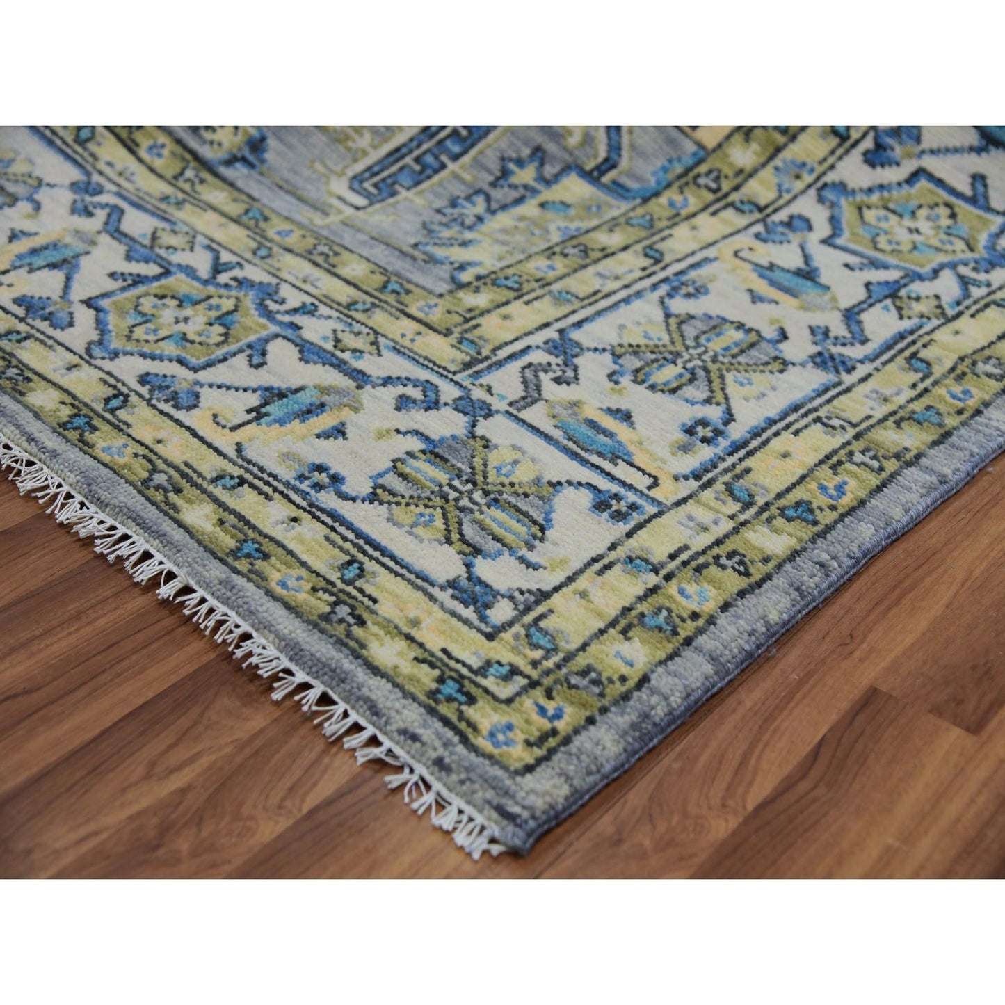 8'X10'1" Storm Gray Lush Pile Hand Knotted Oushak Weave 100% Wool Rug