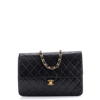Chanel Vintage Square Classic Single Flap Bag Quilted Lambskin Jumbo
