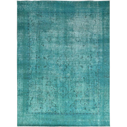 8'1"X11' Deep Green Hand Knotted 100% Wool Vintage Tebraz Oriental Rug