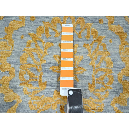 10'X14' Gold Zoroastrian Influence Design Hand Knotted Wool & Silk Rug