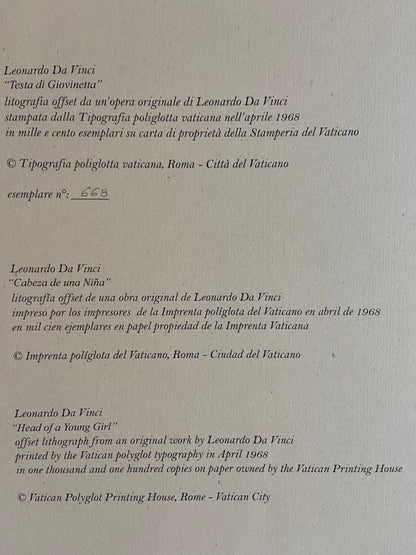 Leonardo Da Vinci Lithograph From An Signed Numbered Coa