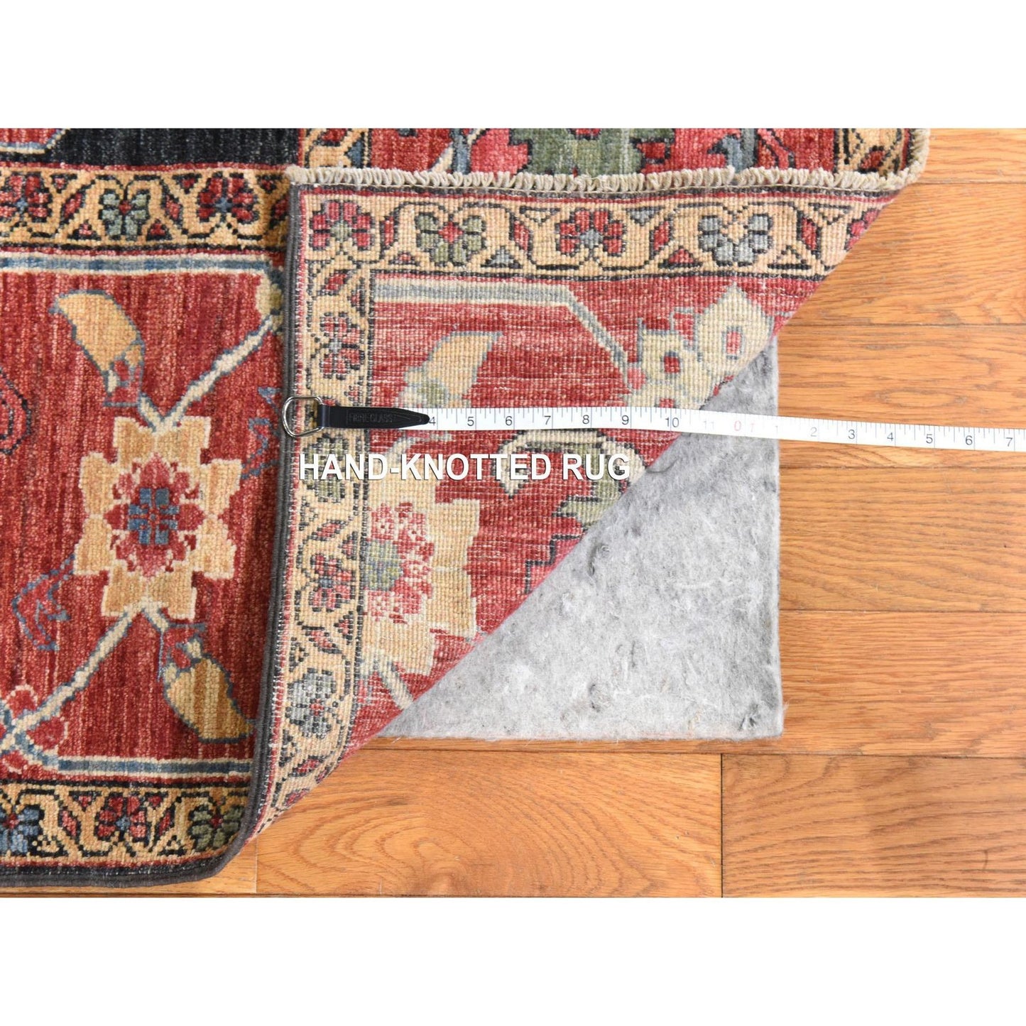 8'10"X11'10" Gray Afghan With Heris Rug All Over Design Hand Knotted Wool