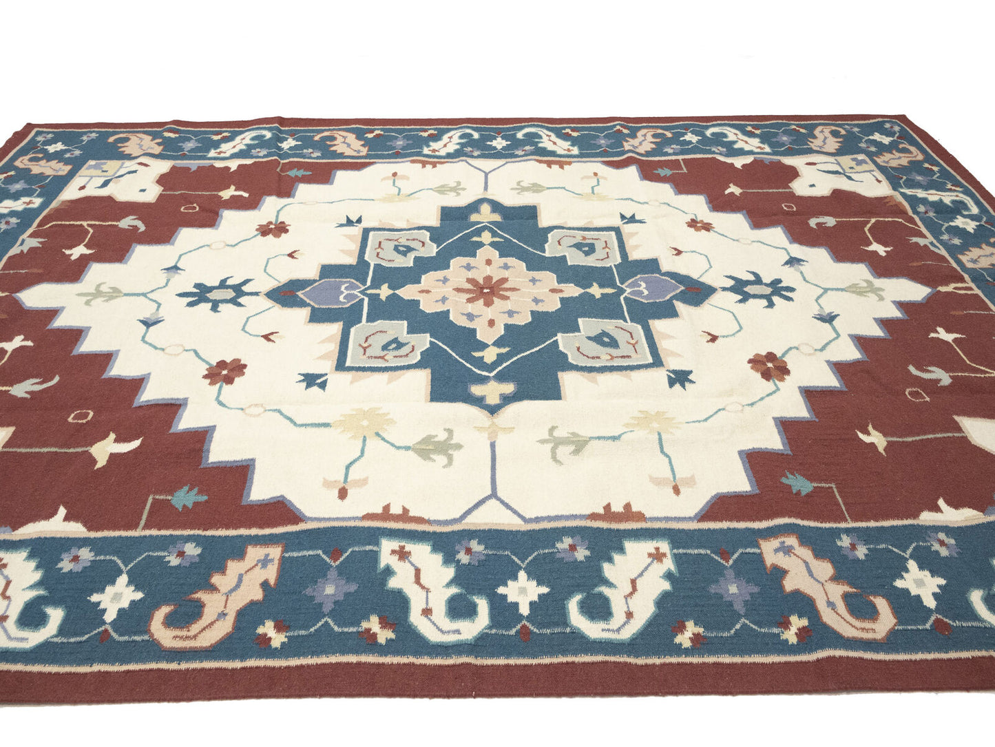 Reversible Hand-Hooked Dhurrie Oriental Rug