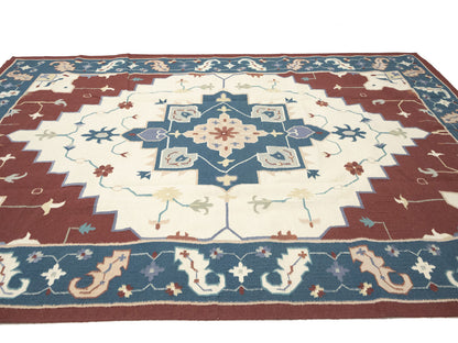 Reversible Hand-Hooked Dhurrie Oriental Rug