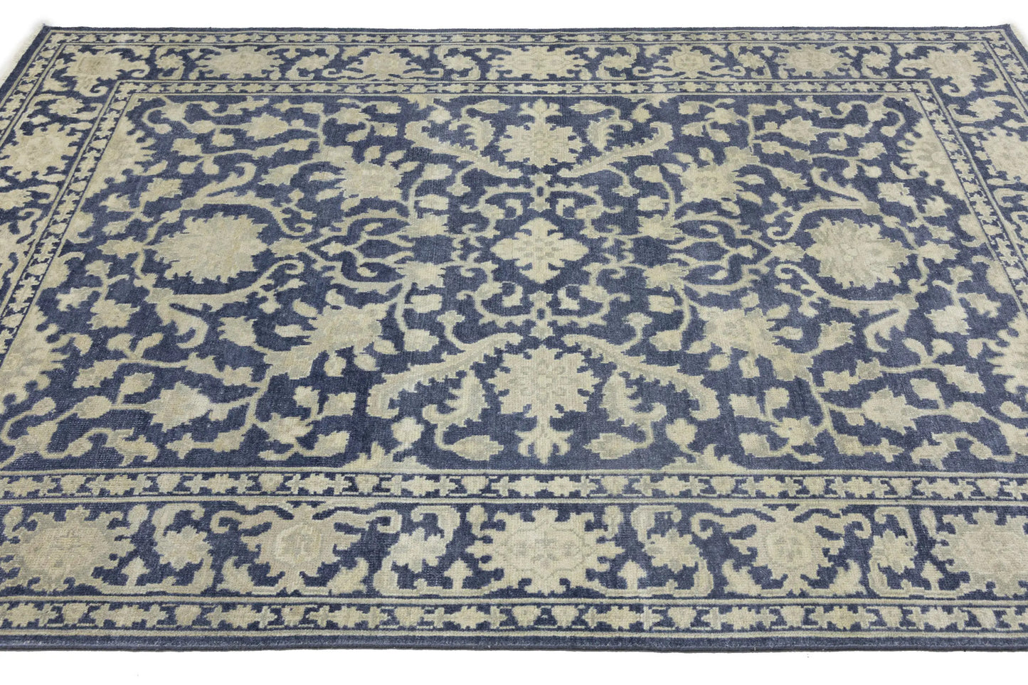 Muted Slate Blue Transitional Oriental Rug Dining Room Decor Carpet 8X10 ft