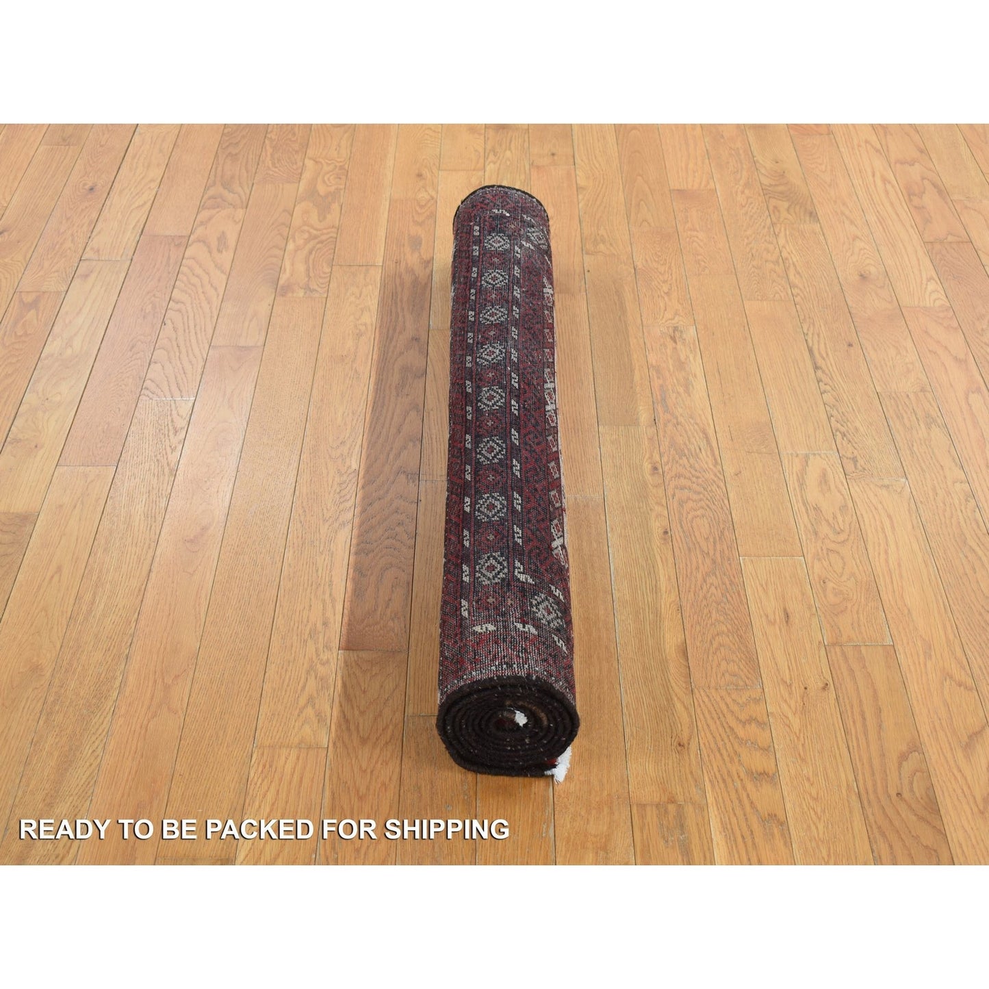 3'7"X7'1" Red Old Zoroastrian Balooch 100% Wool Hand Knotted Rug