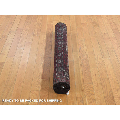 3'7"X7'1" Red Old Zoroastrian Balooch 100% Wool Hand Knotted Rug