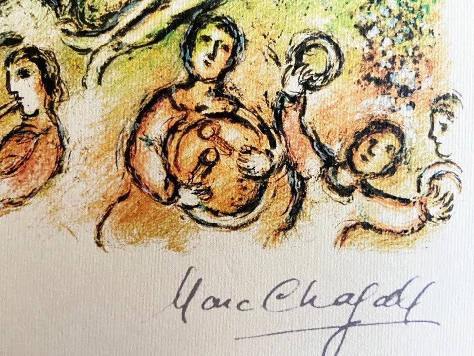 Marc Chagall Signed Mourlot Coa Lithograph Op