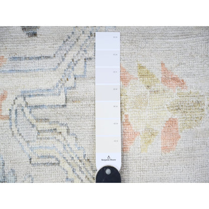 9'10"X13'6" Alabaster White Afghan Angora Oushak Wool Hand Knotted Rug