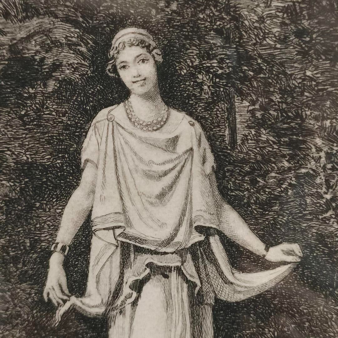 1887 Etching The Worship Of Pan In Pompeii By J.S. King After Scifoni Antique