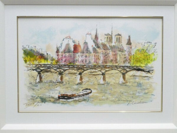 Urbain Huchet (France) -  Notre Dame Original Lithograph Print Signed Framed