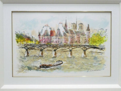 Urbain Huchet (France) -  Notre Dame Original Lithograph Print Signed Framed