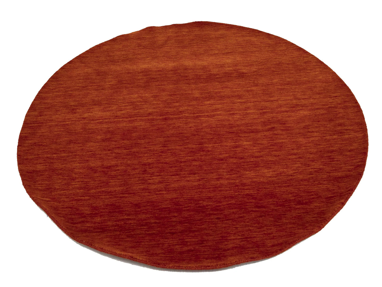 5'11x5'11 Orange Red Solid Hand-Loomed 6X6 Gabbeh Wool Round Rug Oriental