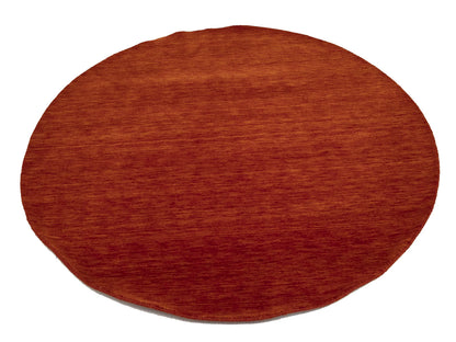 5'11x5'11 Orange Red Solid Hand-Loomed 6X6 Gabbeh Wool Round Rug Oriental