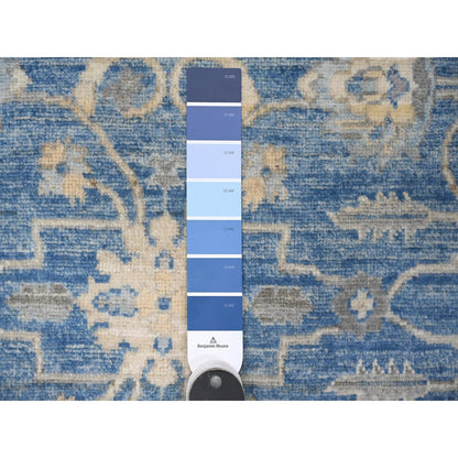 2'7"X11'8" True Blue Hand Knotted Wool Mahal All Over Design Runner Rug