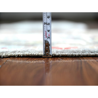 2'8"X11'10" Jet Gray Hand Knotted Pure Wool Fine Peshawar Runner Rug