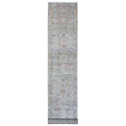 3'X19'9" Echo Gray Fine Aryana Collection Xl Runner Oriental Rug