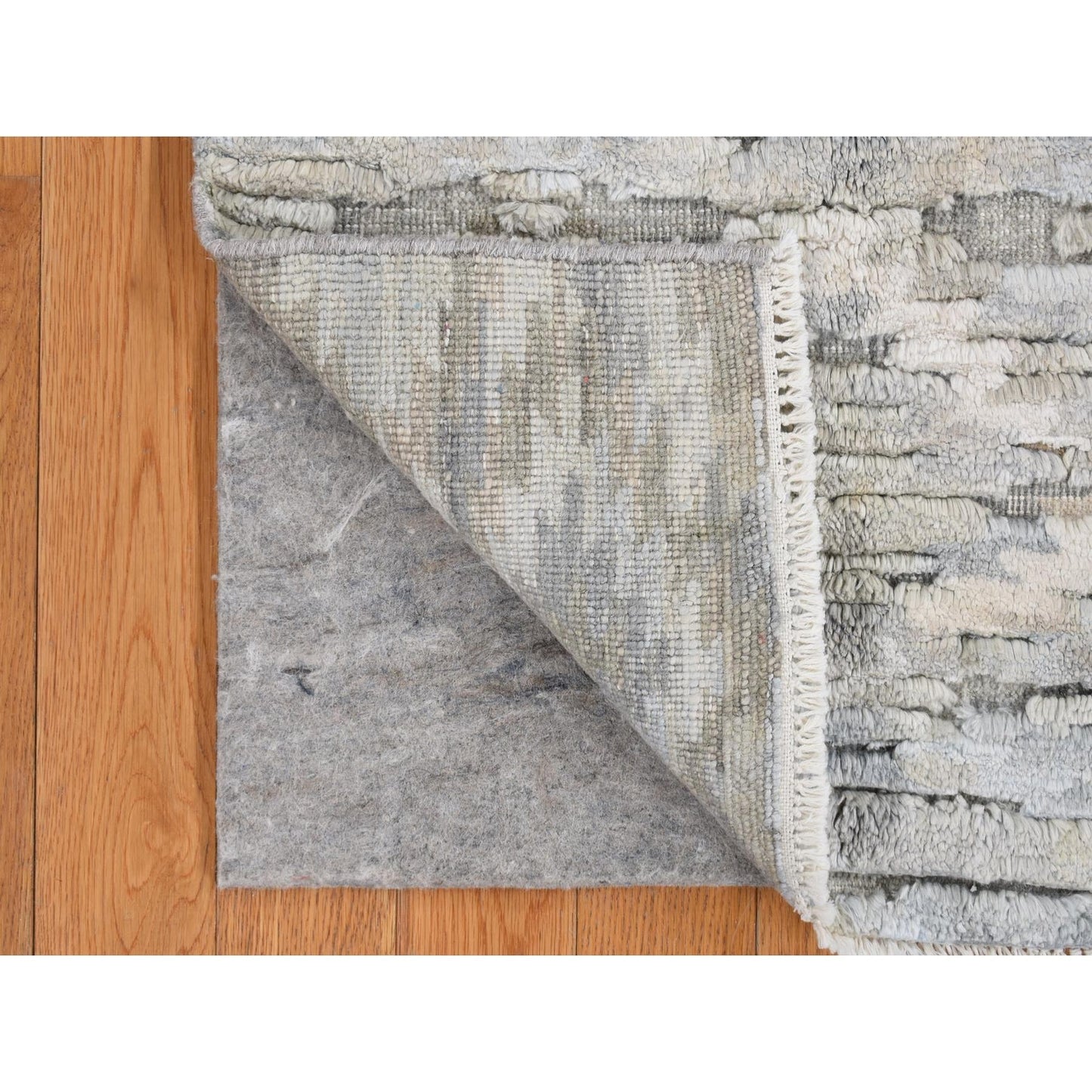 2'X2' Green Pastel Collection Wool And Silk Hand Knotted Sample Rug