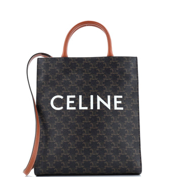 Celine Vertical Cabas Tote Triomphe Coated Canvas Small