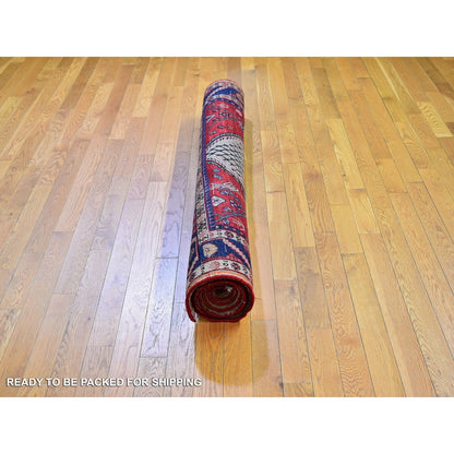 5'2"X8'8" Pure Wool Vintage Farsian Open Field Design Hand Knotted Rug