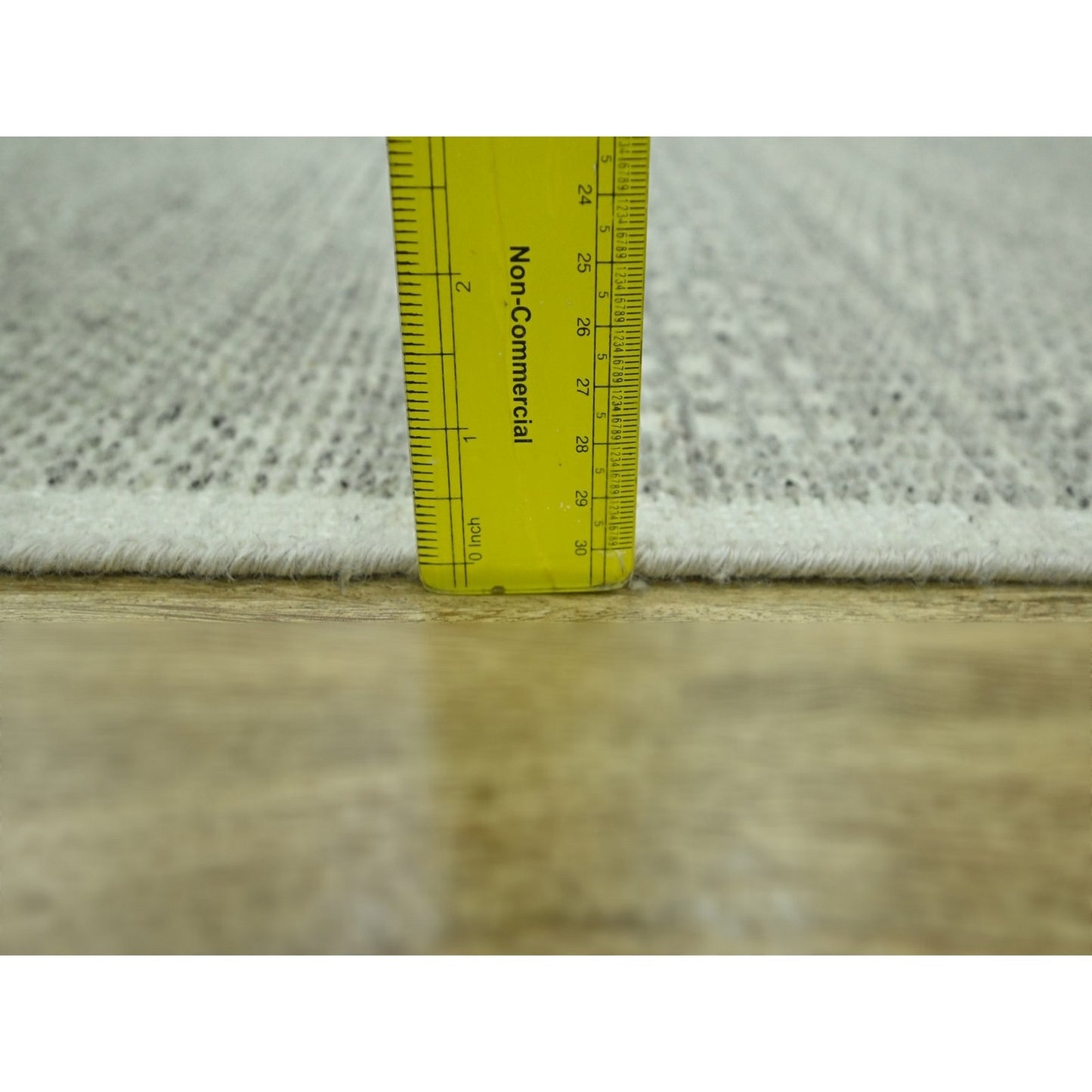 2'7"X8'1" Gray 100% Wool Rug Hand Knotted Oxidized Grass Design Runner