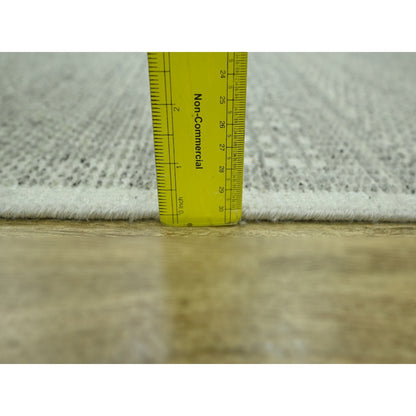 2'7"X8'1" Gray 100% Wool Rug Hand Knotted Oxidized Grass Design Runner
