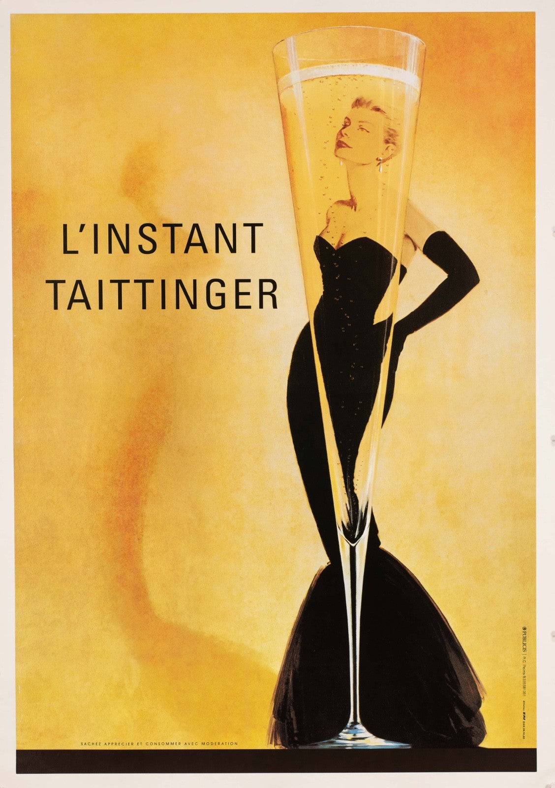 Champagne Taitinger Original Poster C1980 On Linen Excellent 21X31 Grace Kelly