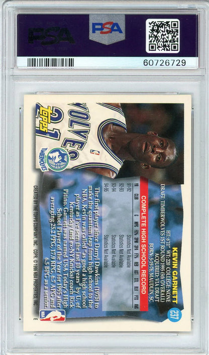 Kevin Garnett 1995 Topps Card #237 (Psa Nm-Mt 8)