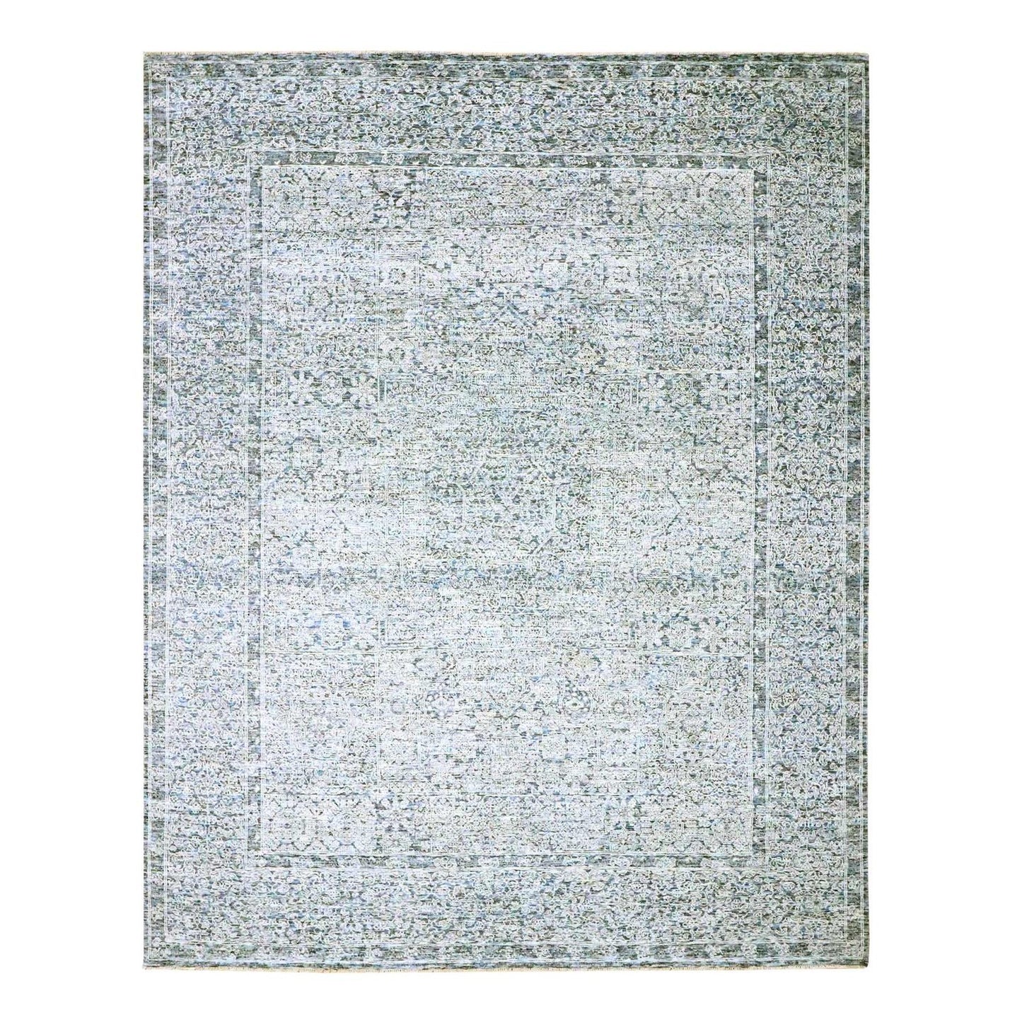 8'X10'2" Gray 14Th Century Influence Mamluk Design Hand Knotted Wool Rug