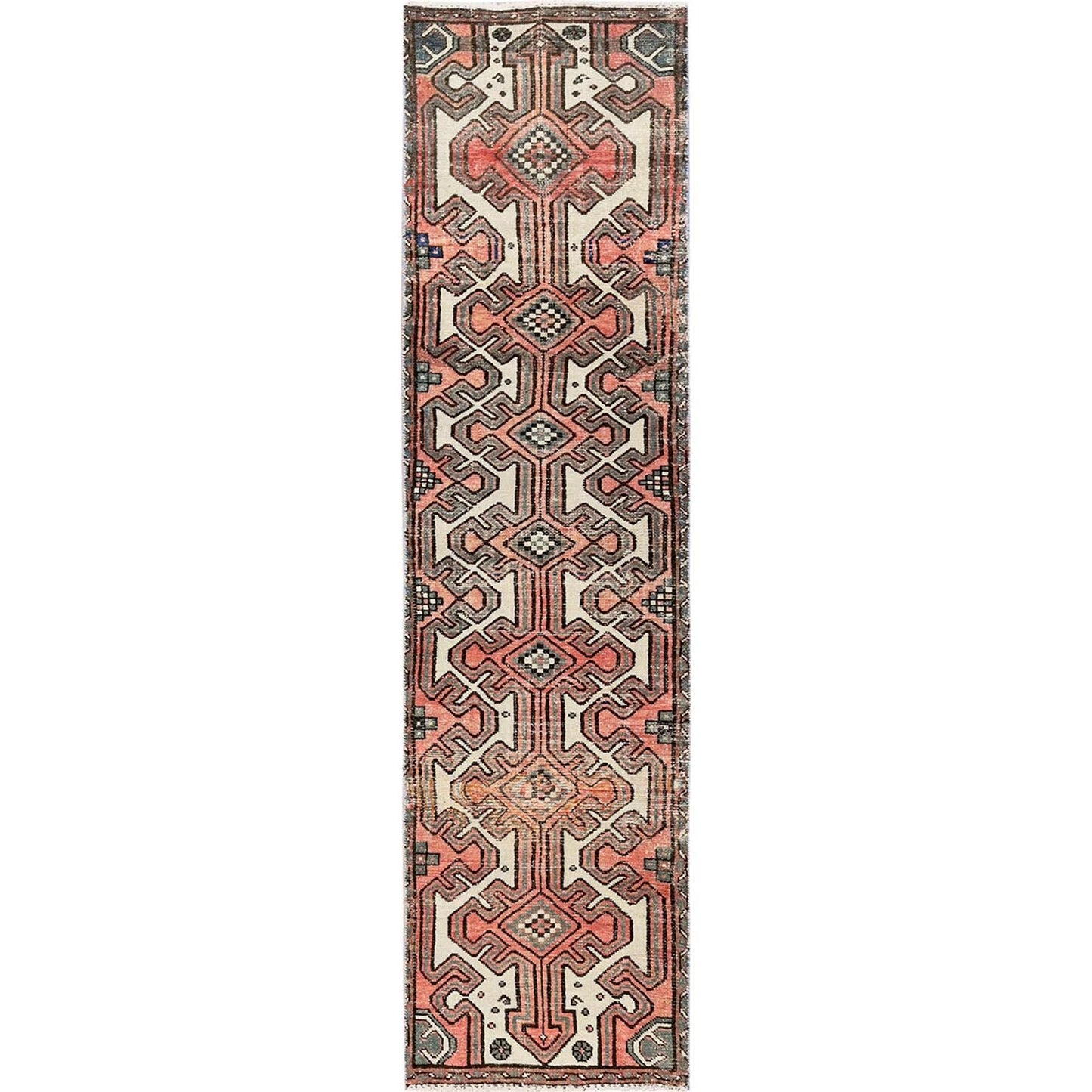 2'3"X9' Peach Vintage Zoroastrian Khamadan Hand Knotted Wool Runner Rug
