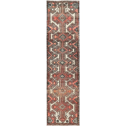 2'3"X9' Peach Vintage Zoroastrian Khamadan Hand Knotted Wool Runner Rug