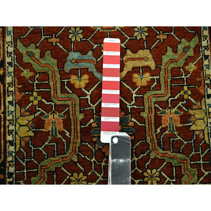 2'6"X12' Auburn Red Heris All Over Design Hand Knotted Wool Runner Rug