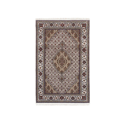 3'8"X6' Wool And Silk Fish Medallion Design Tebraz Mahi Handknotted Rug