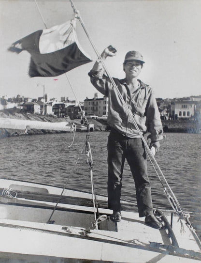 Sailing Allone 1962 Original Photo Kenichi Horie Japanese Flag San Francisco