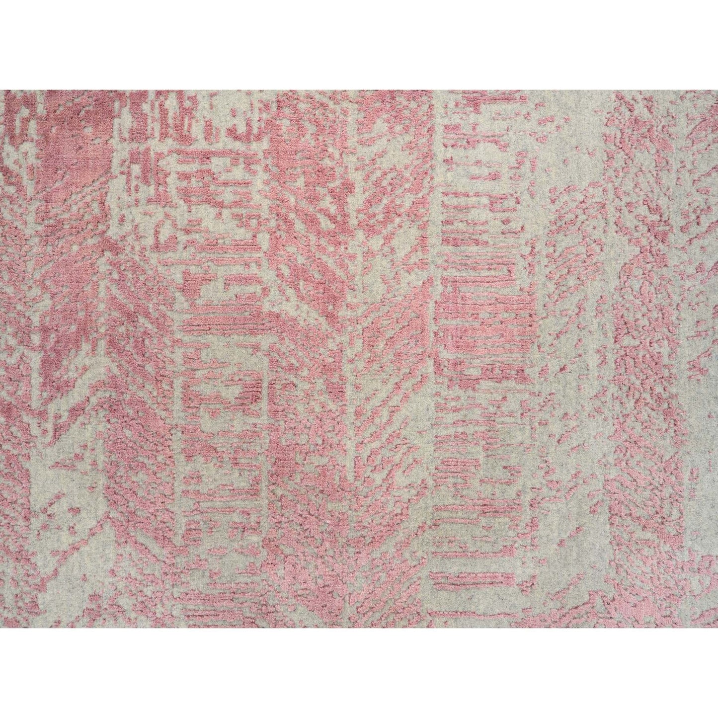 10'2"X10'2" Rose Pink Wool And Art Silk Jacquard Hand Loomed Square Rug