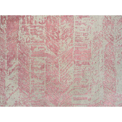 10'2"X10'2" Rose Pink Wool And Art Silk Jacquard Hand Loomed Square Rug
