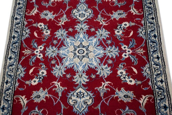 Hand-Knotted Red Area Rug Classic Floral Design