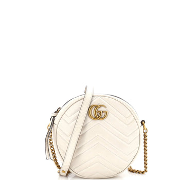 Mini Gucci GG Marmont Round Shoulder Bag Matelasse Leather
